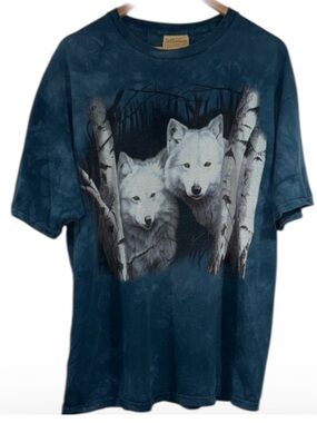 The mountain tee Blue Gray Wolf Graphic Tee xl cotton vintage 1999